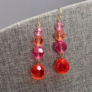 Elegant Pink and Red Dangle Earrings